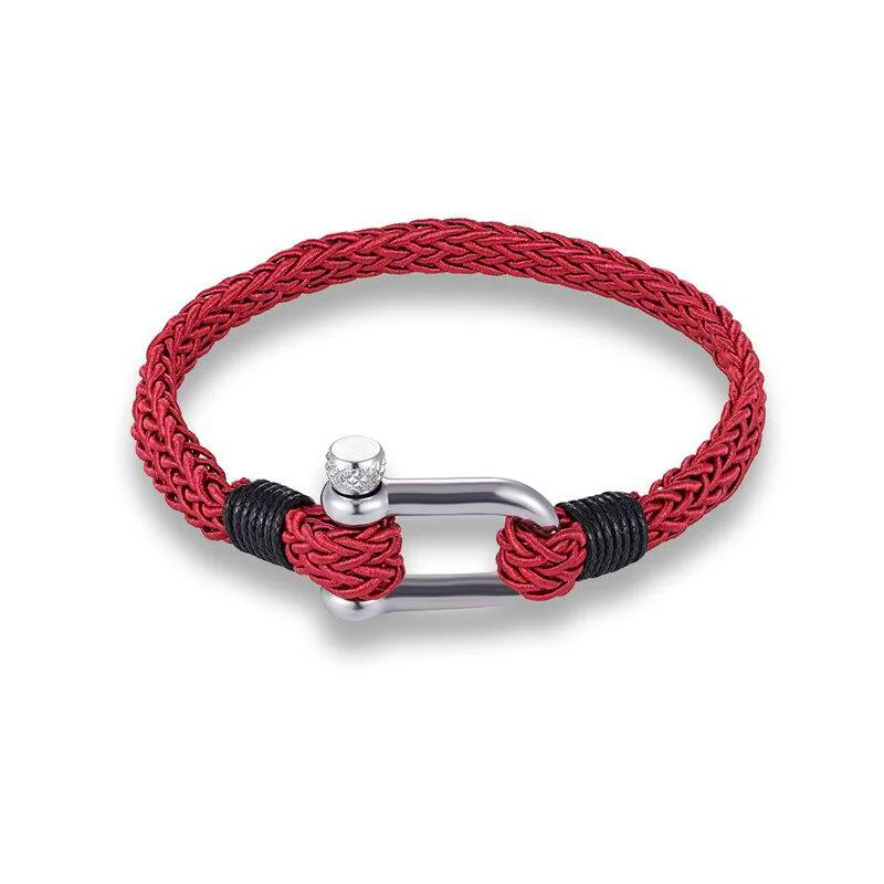 Authentic Primo Silver U-Shape Shackle Solid Rope Bracelet First-Class