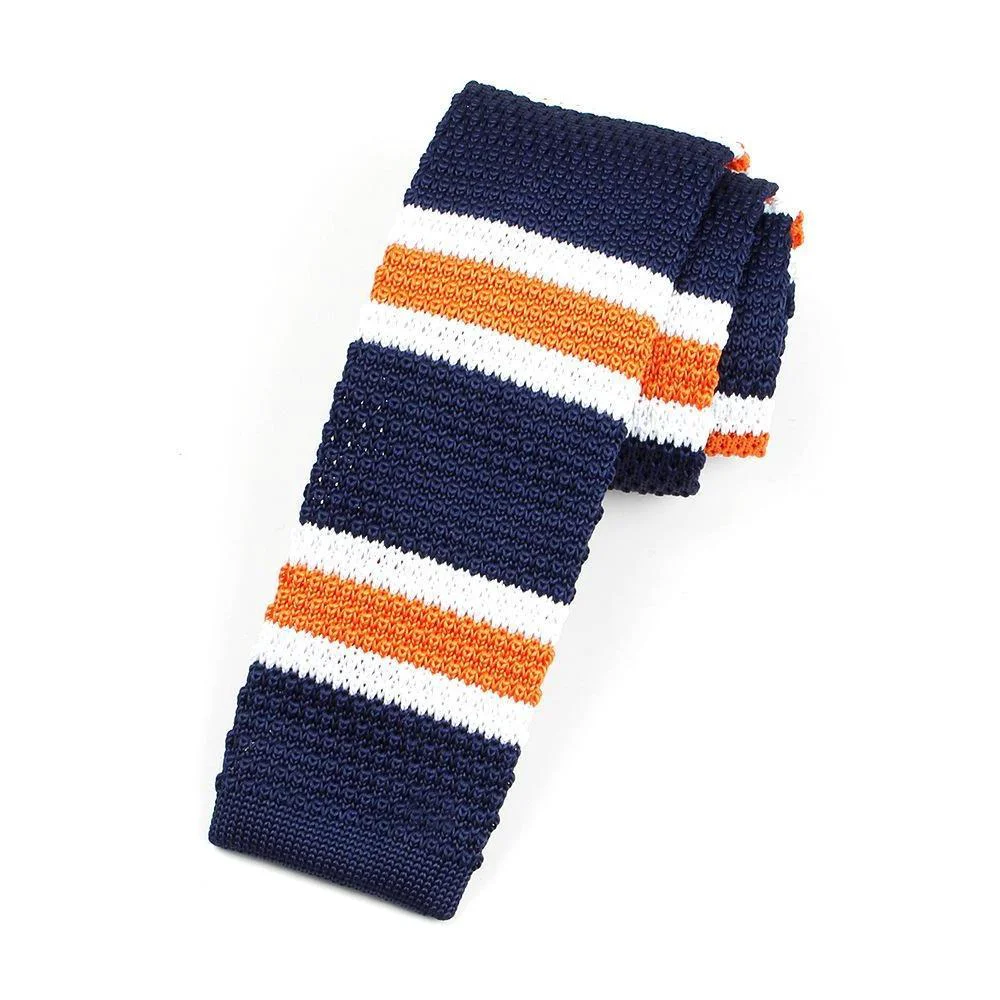 Specialty Striped Knitted Flat End Slim Tie Elegant