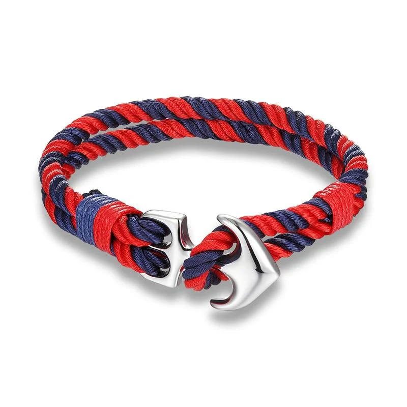 Recyclable Saint-Tropez Anchor Striped Rope Bracelet Reusable
