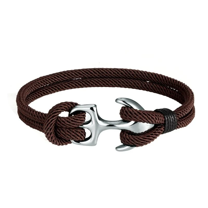 Artisan Gordi Silver Anchor Solid Rope Bracelet Versatile