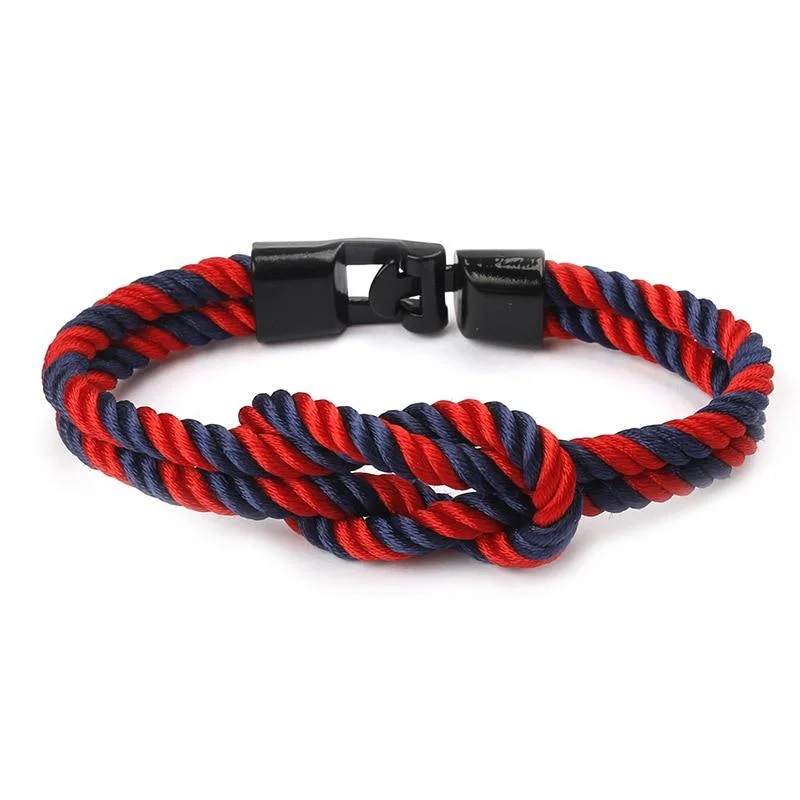 Clean Yacht Knot Striped Rope Bracelet Enhanced