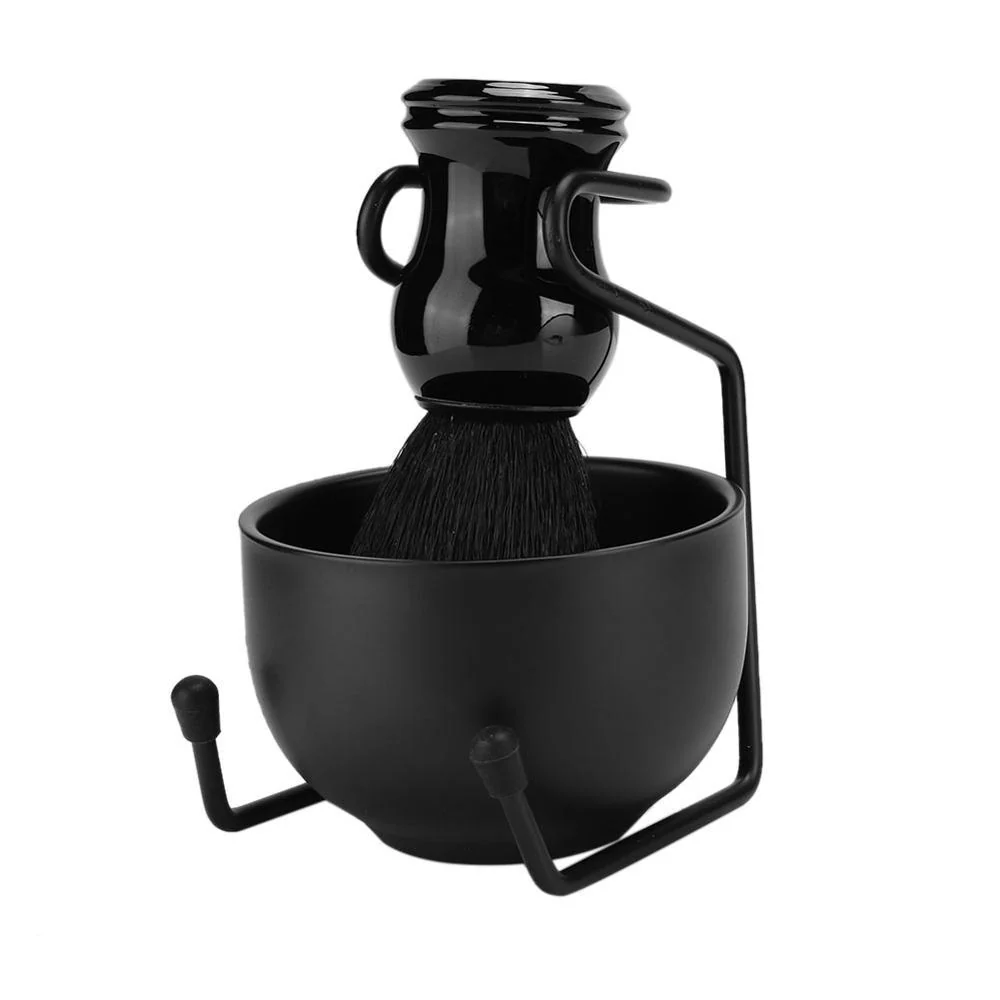 Clean Professional Black Shaving Tool Set – Stand Brush Bowl Durable