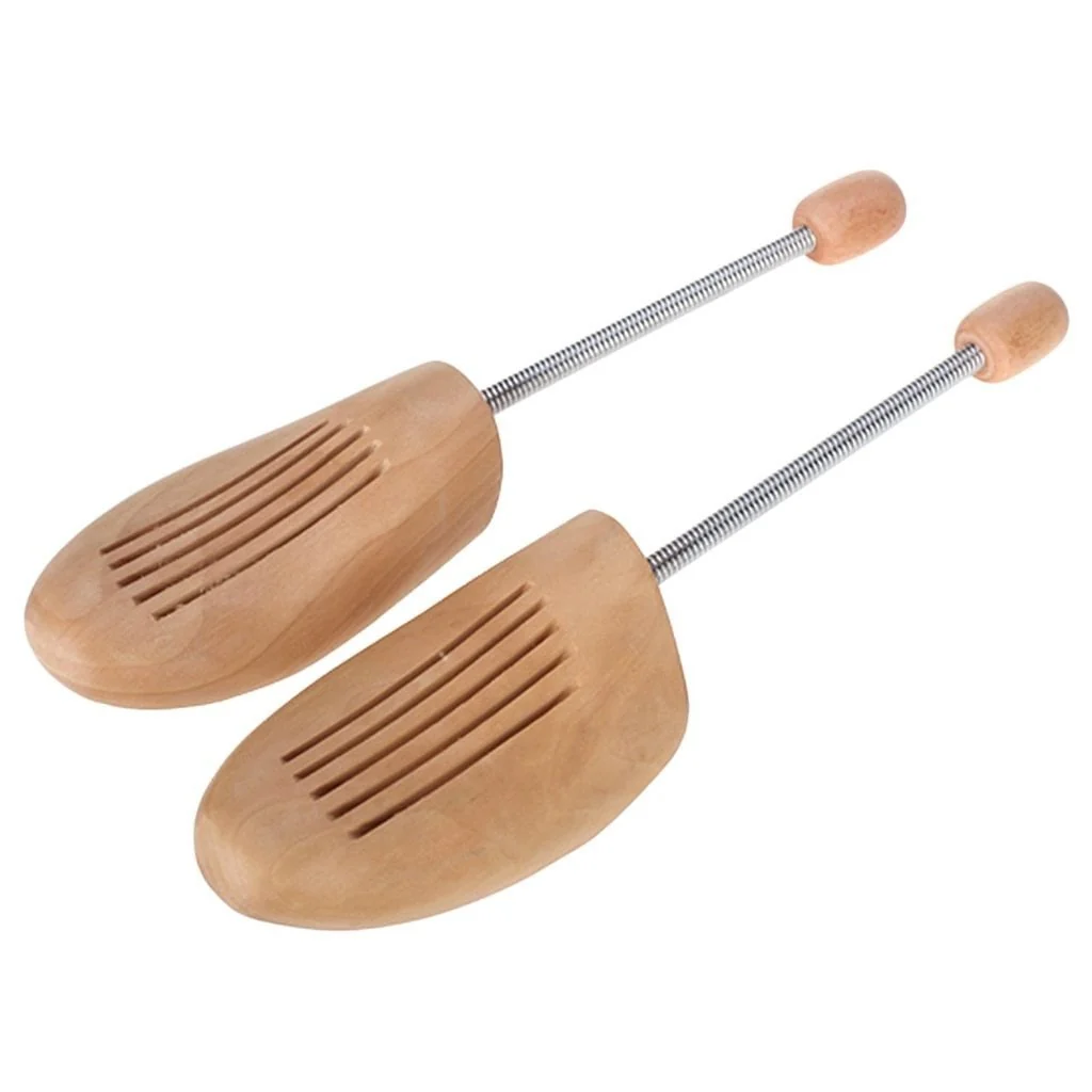 Durable Elastic Wooden Light Brown Shoe Tree 1 Pair Crafted