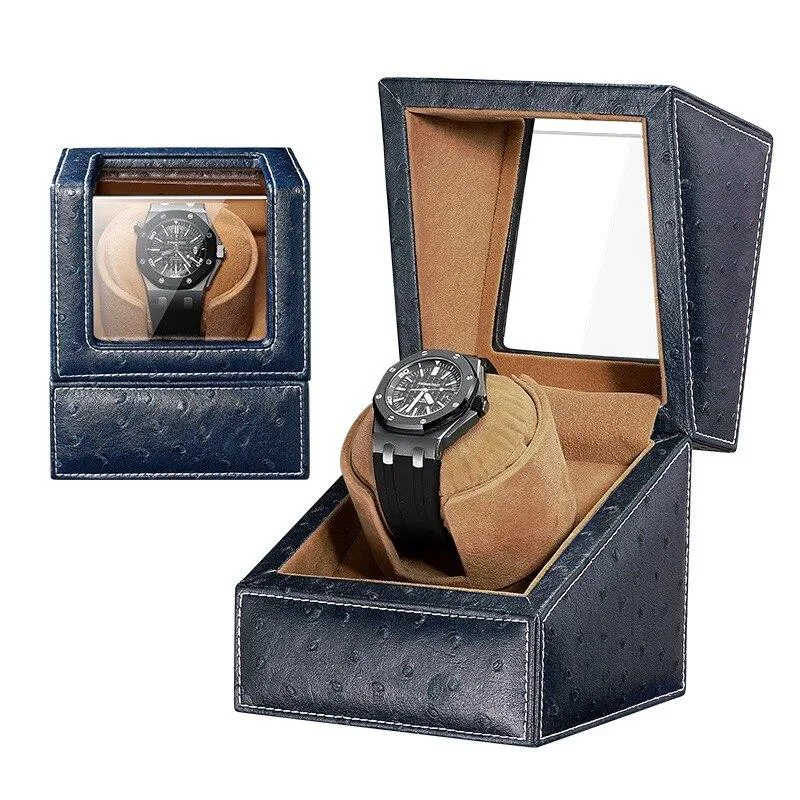 Refined Fabrizio Ostrich Skin Box Mechanical Watch Winder Safe
