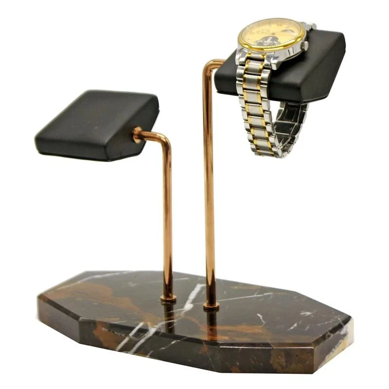 Refined Nikolas Dark Marble Double Watch Display Stand Holder Elite