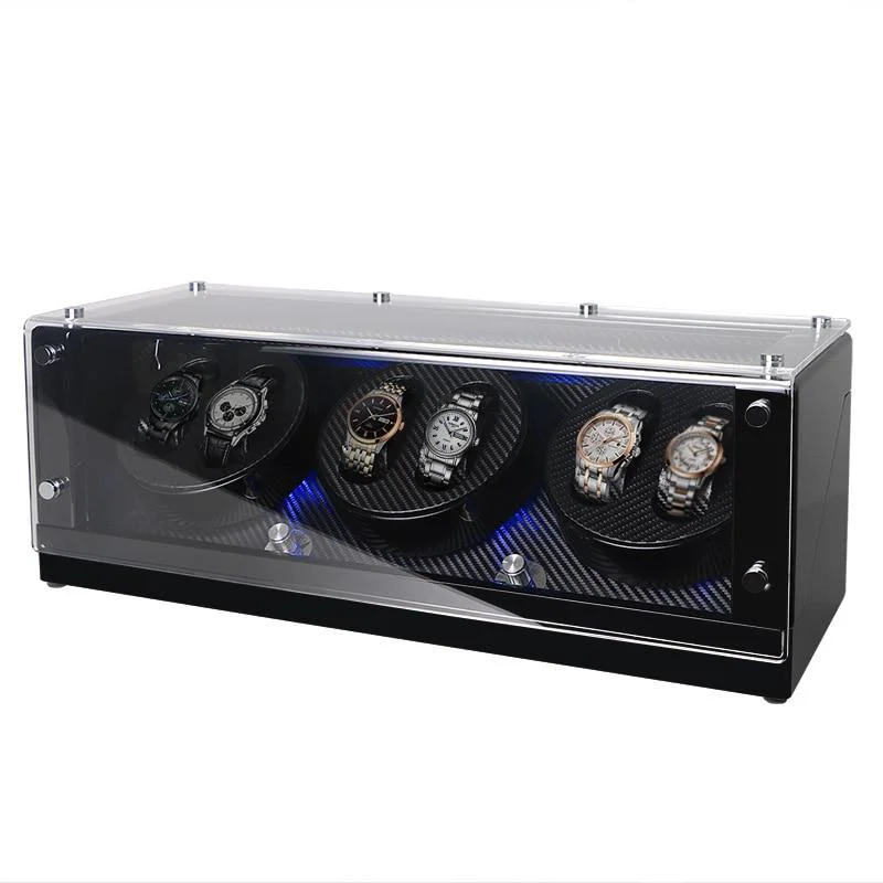 Fashionable Walter Carbon Fiber 6 Slot Watch Winder Display Box Advanced