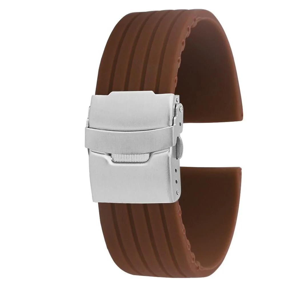 Comfortable Napoli Solid Silicone Watch Strap With Push Button Deployant Clasp Premium Material