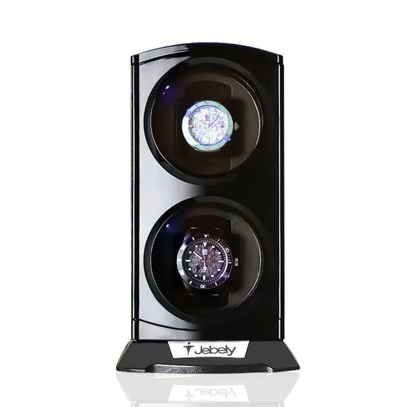 Recyclable Bruno Polished Black Vertical Double Watch Winder Comfortable