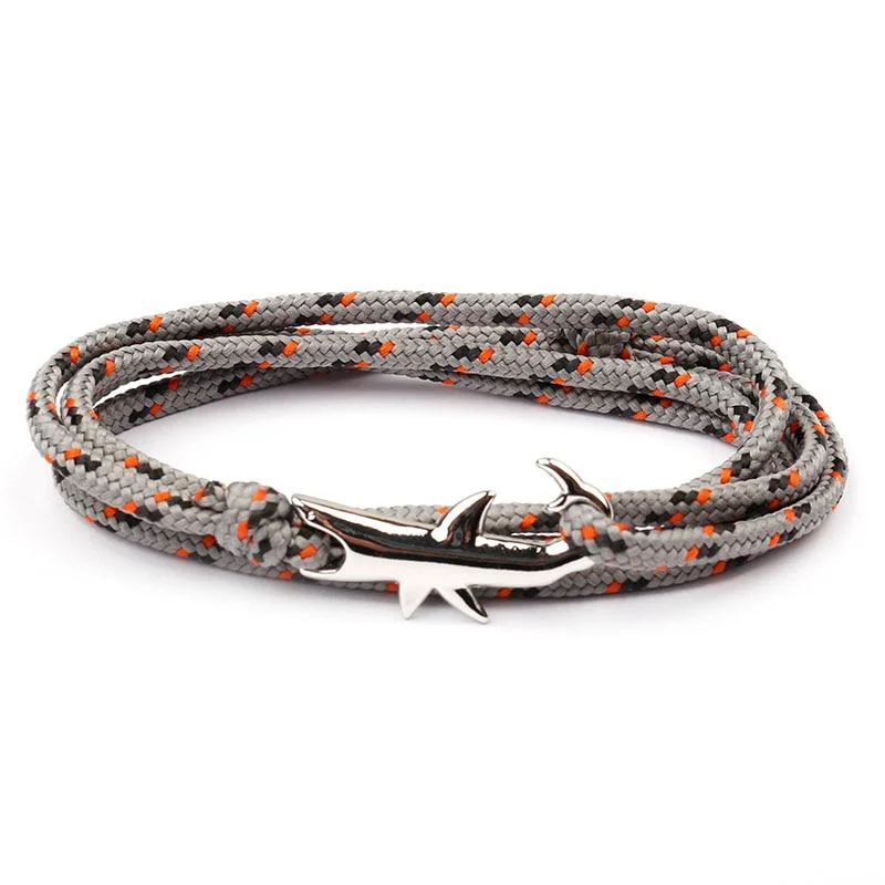Responsible Silver Shark Nautical Rope Bracelet Luxury