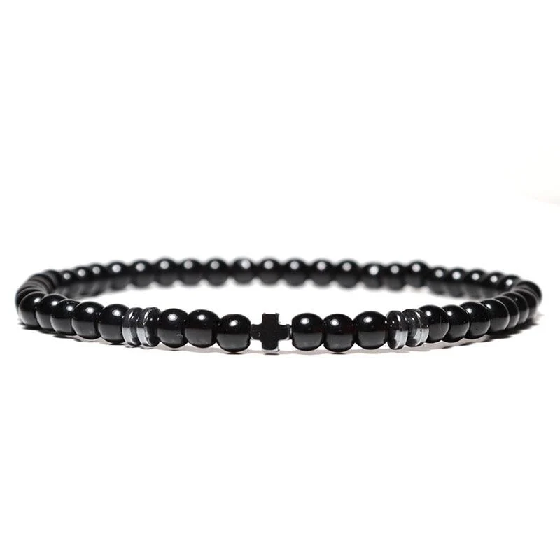 Smart Flavio Minimalist Hematit Beaded Bracelet Fast