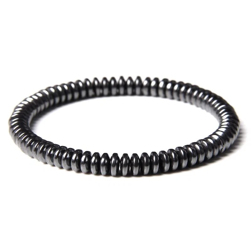 Dependable Manarola Geometric Hematite Beaded Bracelet Authentic