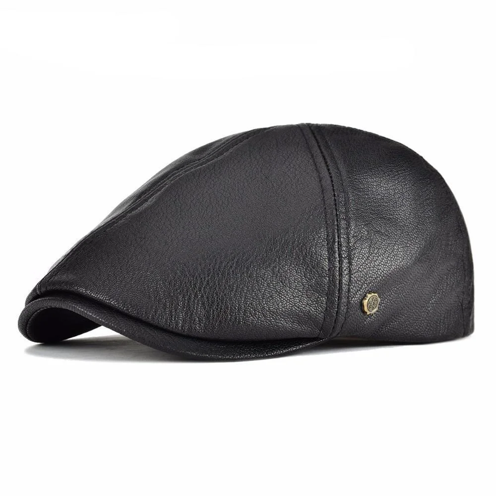 Solid Gorra plana de piel de 6 paneles Fashionable