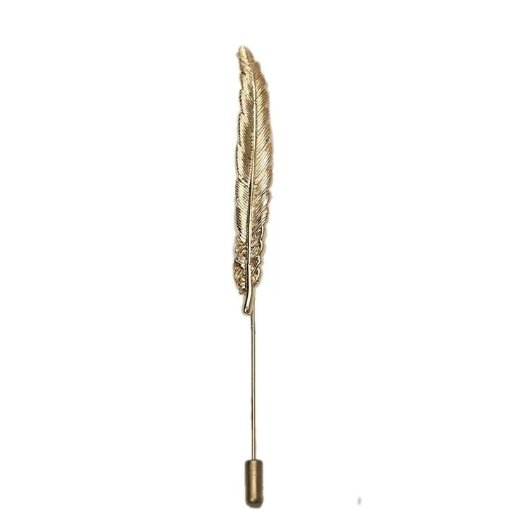 Genuine Alfiler de solapa con pluma dorada Flexible