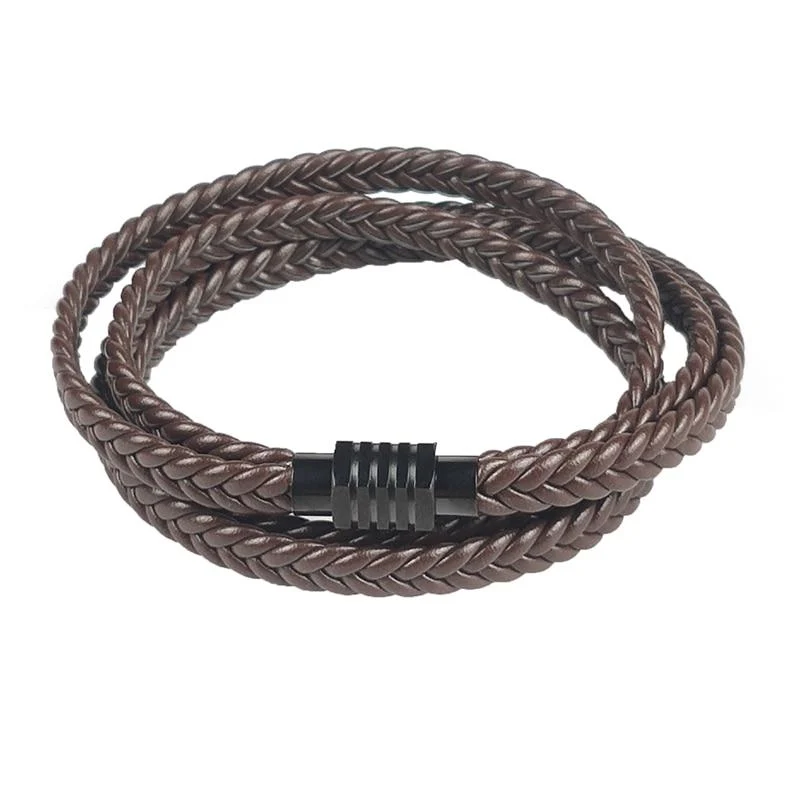 Trendy Olle Pulsera larga de cuero trenzado multicapa User-Friendly
