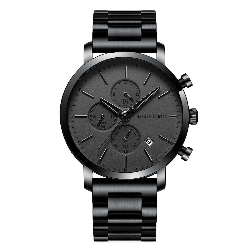 Elite Amalfi Reloj cronógrafo minimalista negro mate Unique