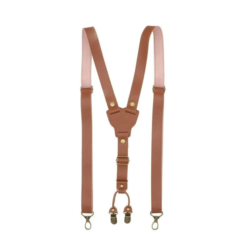 Versatile Vintage Cuero de vaca sólido Y-Back Gancho Tirantes Innovative