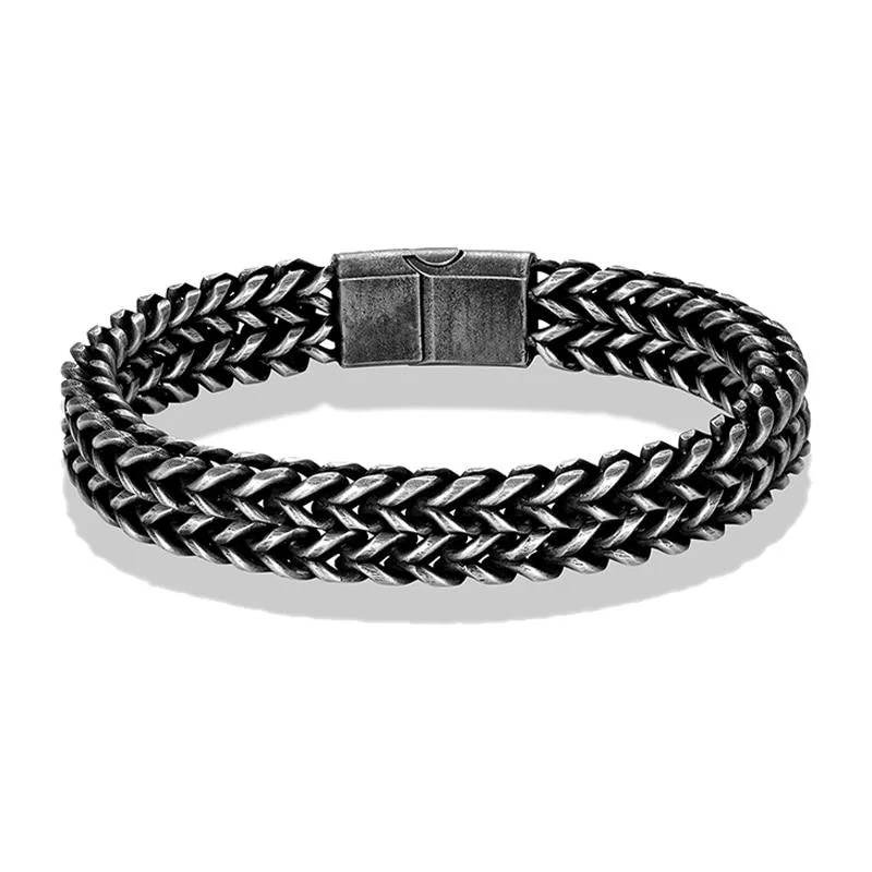 Powerful Mattias Pulsera de doble cadena de acero inoxidable Healthy