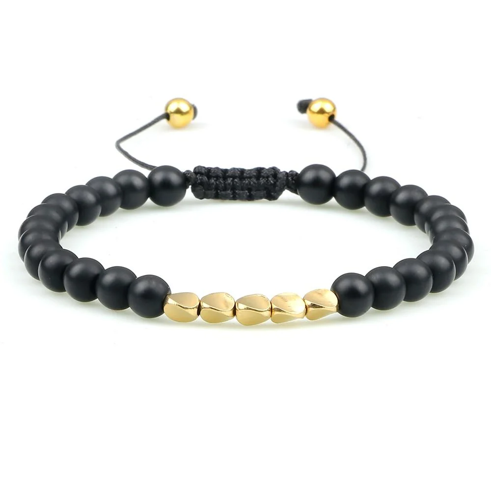 Smooth Atrani Pulsera de cuentas negro mate Selected