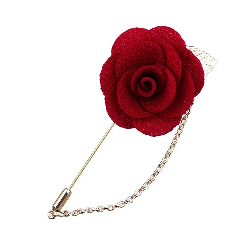 High-End Alfiler de solapa rosa satinado con cadena Original