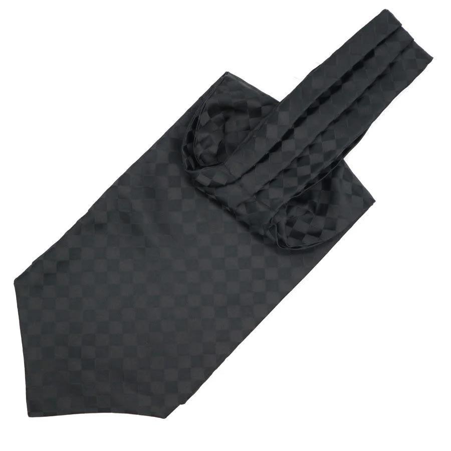 Innovative Corbata Ascot Jacquard a Cuadros Negra Sophisticated