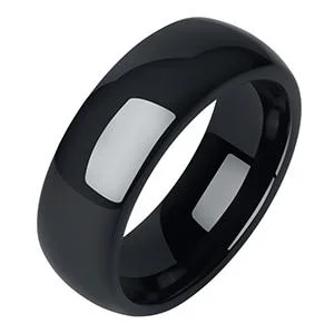 High-Performance Anillo de cerámica pulida lisa negra Authentic