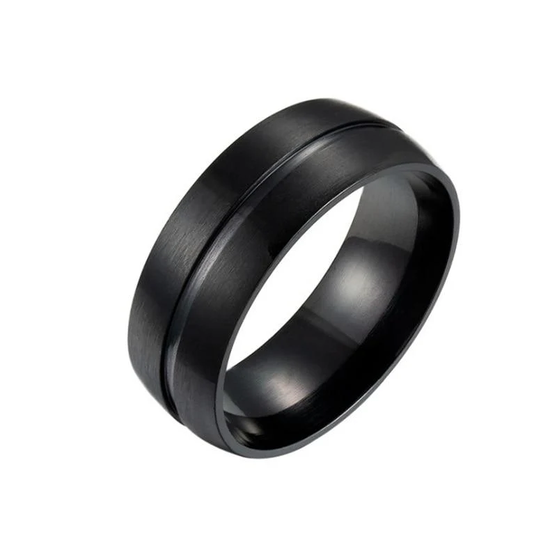 Refined Anillo de acero inoxidable negro mate Innovative