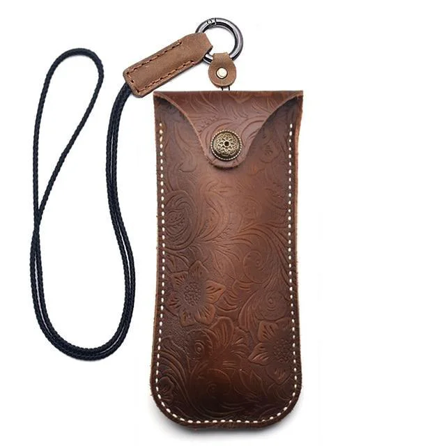 Soft Funda colgante portátil de cuero para gafas Enhanced