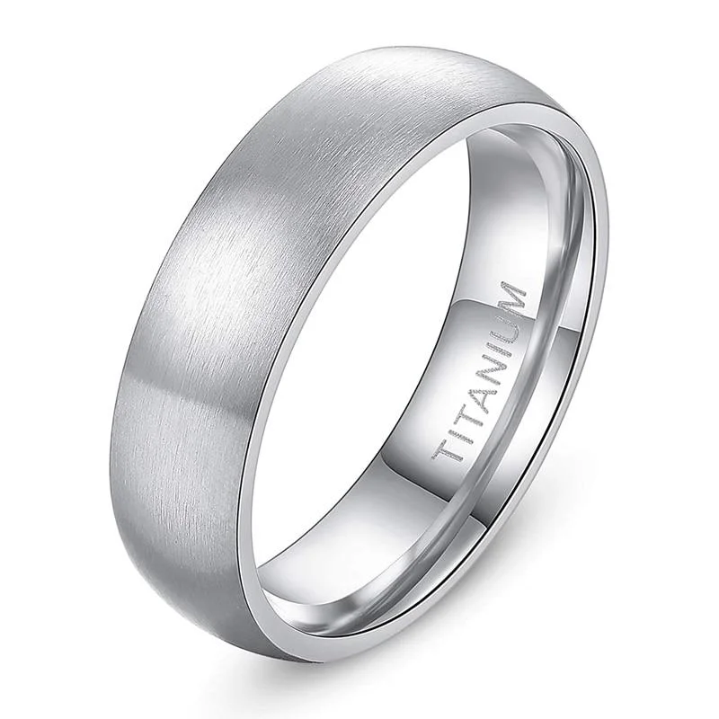 Premium Anillo minimalista de titanio plateado cepillado Contemporary