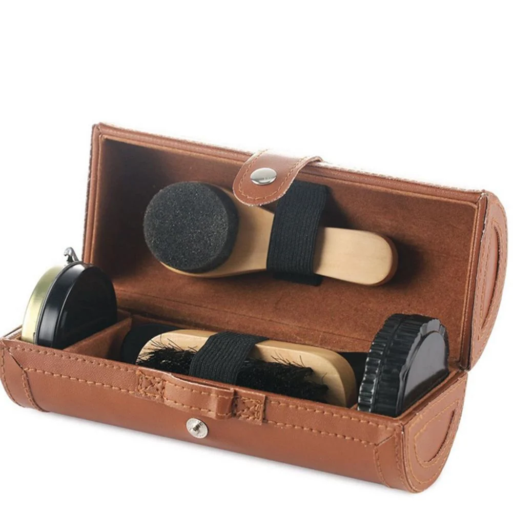 Carefully Designed Elegant Leather Kit Portátil para el Cuidado y Abrillantado del Calzado 6 Piezas Convenient