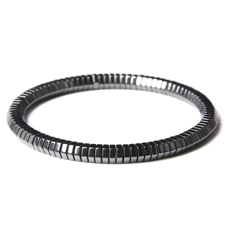 Advanced Pulsera de cuentas geométricas de hematites Piamonte Excellent