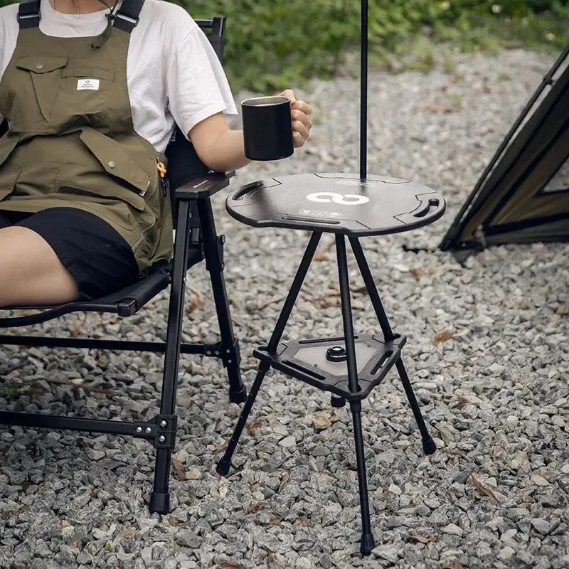 Original Outdoor Camping Tactical Folding Table Multi-functional Lift Round Table Compact and Portable for Camping and Leisure Pure