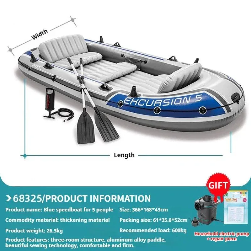 Secure Heavy-Duty 1-3 Person Inflatable Boat Fishing Dinghy with Detachable Seats Foldable Kayak Design Relaxed