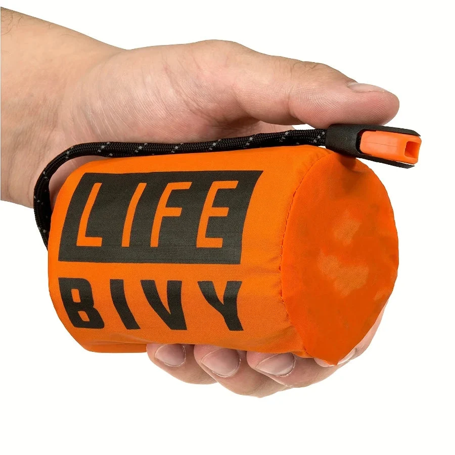 Long-Lasting Emergency Mylar Survival Sleeping Bag – Waterproof Thermal EDC Bivvy Sack Orange Sustainable