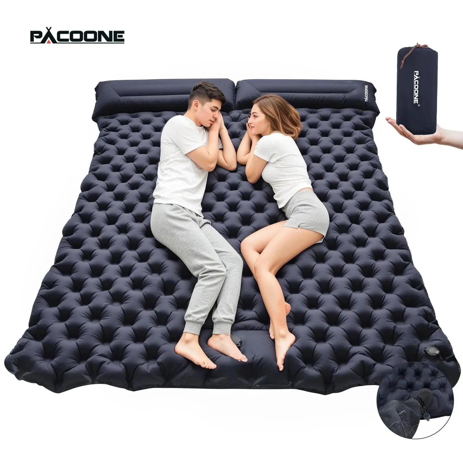 Genuine Foldable Camping Inflatable Mattress – Ultra-Wide Thick Warm Sleeping Pad for Outdoor Indoor Use High-End