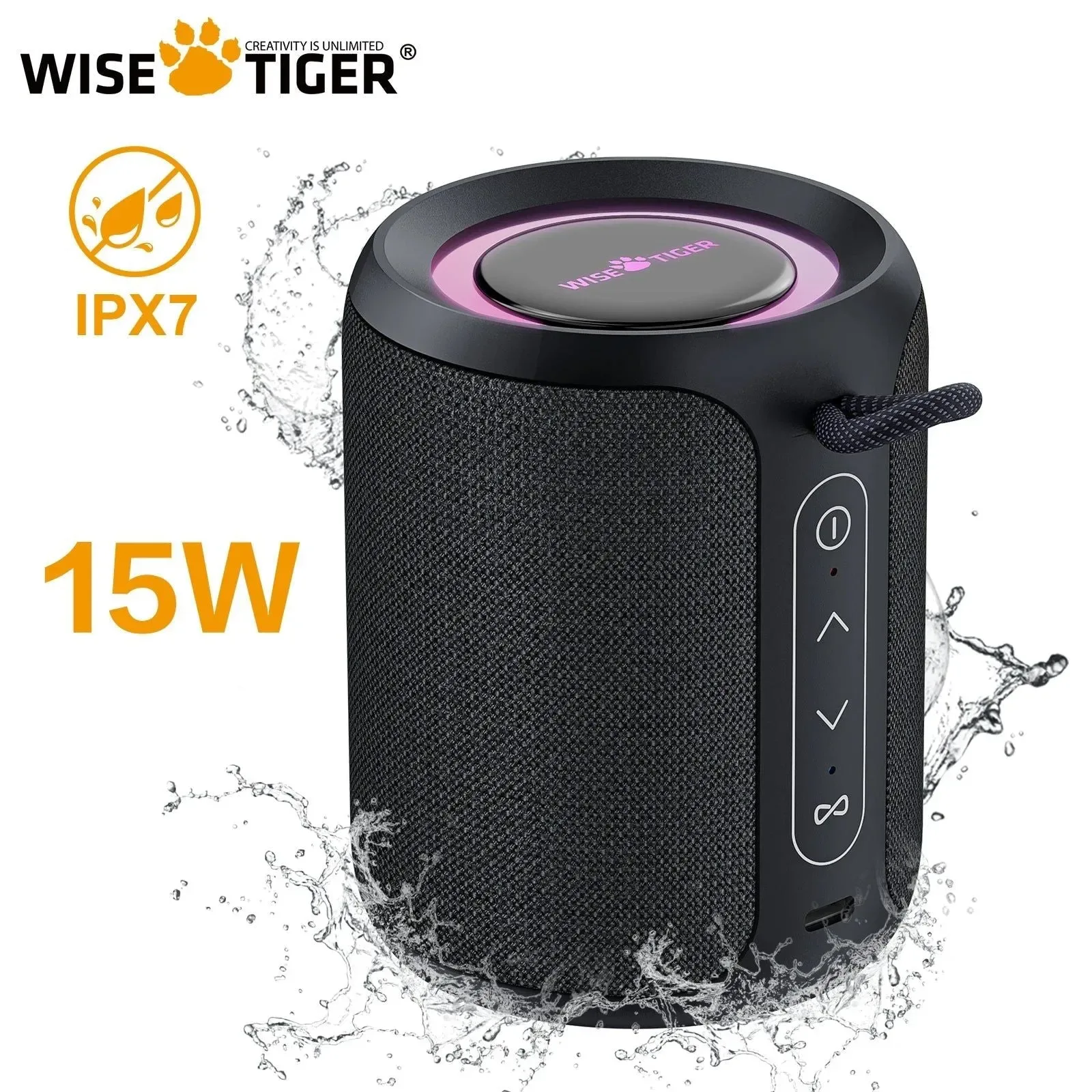 Superior Altavoz Bluetooth impermeable P1S IPX7 WISETIGER P1S 15W IPX7 – Mini altavoz portátil Bluetooth con sonido resistente al agua potenciador de graves BT5.3 inalámbrico con luces LED para exteriores Mini altavoz Bluetooth portátil impermeable WISE TIGER P1S IPX7 tu mejor compañero para actividades al aire libre Stylish