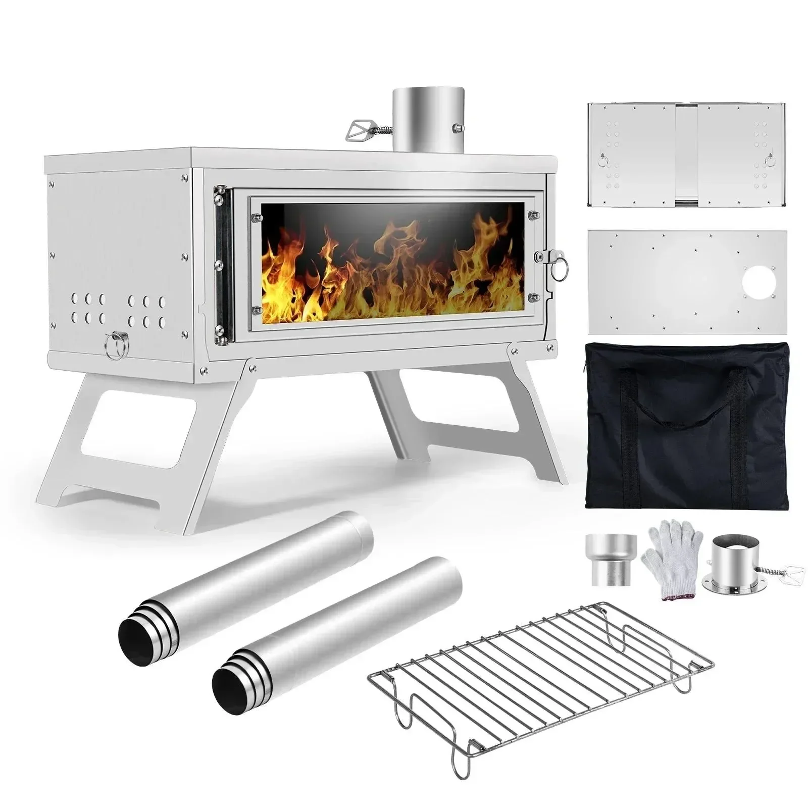 Casual Estufa portátil de exterior de combustión secundaria con chimenea Estufa de leña plegable ligera compacta y duradera para camping PRESUPUESTO Unique