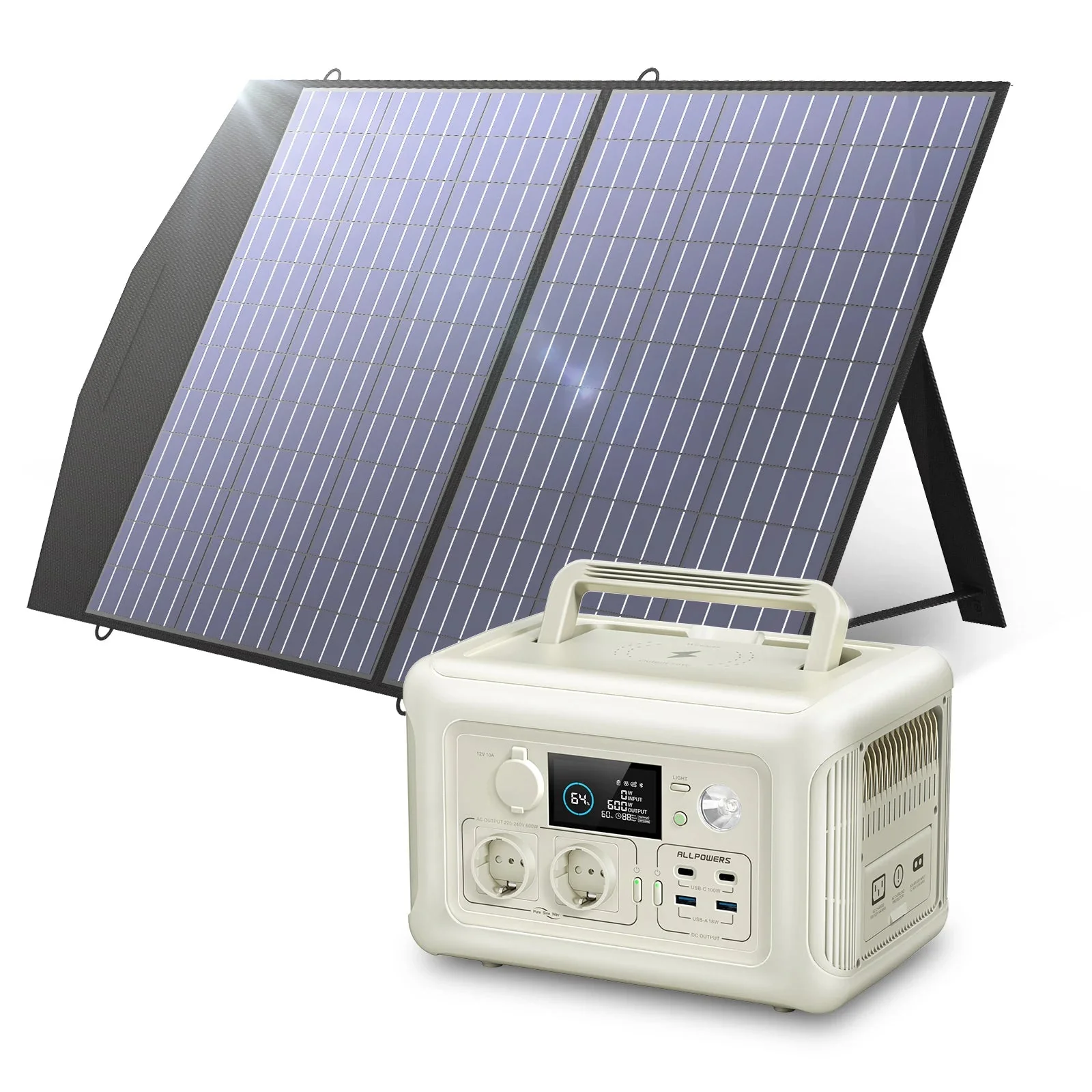 Certified ALLPOWERS R600 Portable Power Station 600W 299Wh LiFePO4 – Solar Generator with 100W Solar Panel for Camping Emergency Backup Innovative