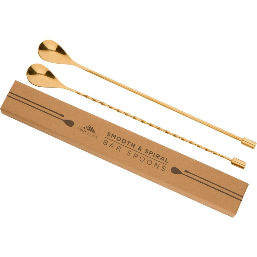 Premium Material Gold Bar Spoon Set Spiral Smooth Handle Traditional