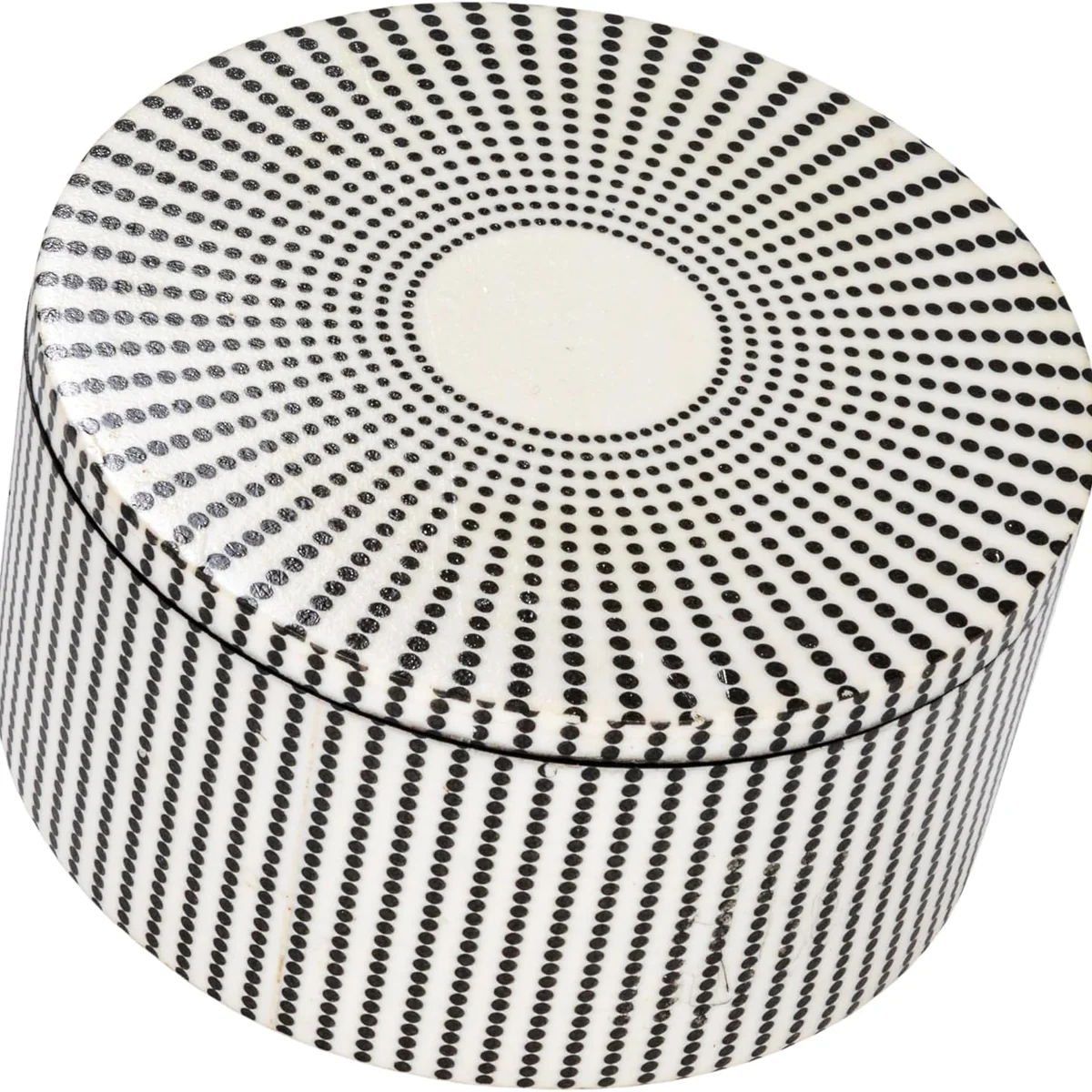 Trendy Round Resin and Reclaimed Wood Box Black and White Minimalist