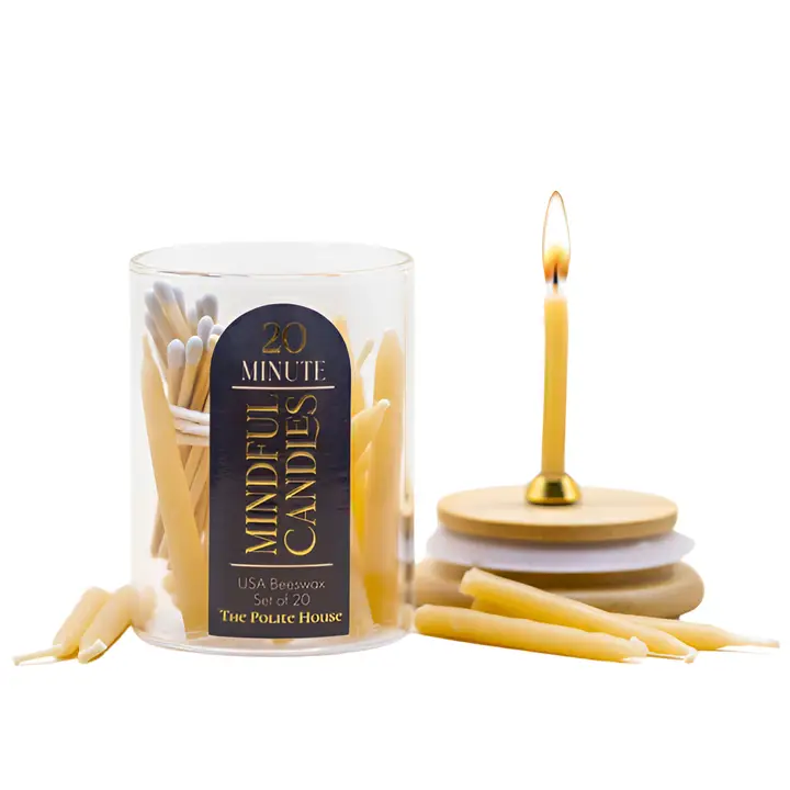 Selected 20-Minute Beeswax Candles in Glass Jar for Mindfulness Meditation and Relaxation Comfortable