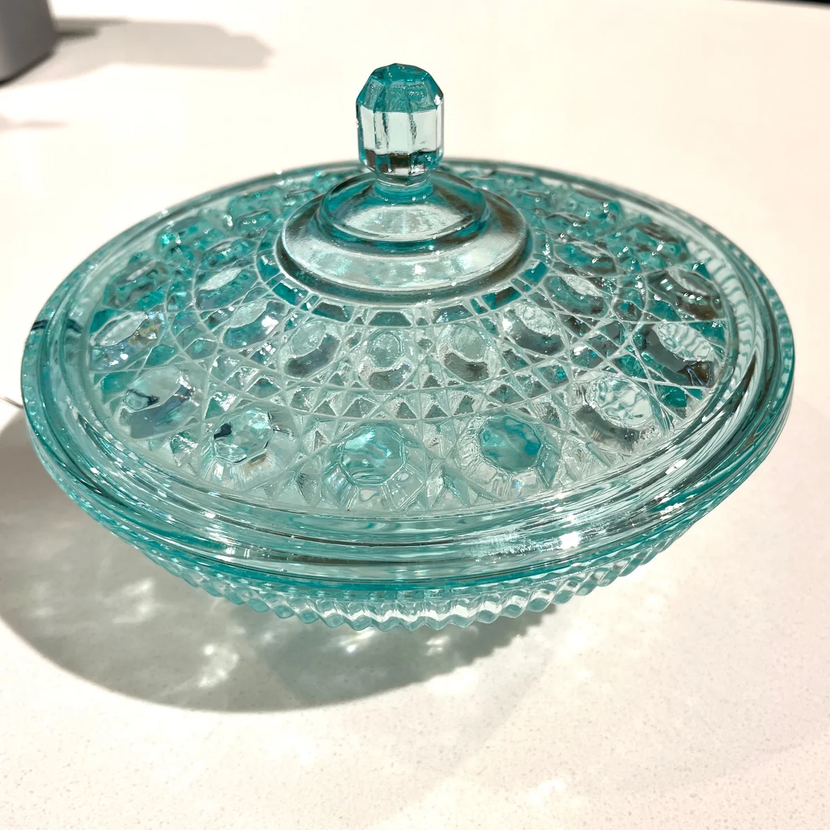 Quality Aqua Lidded Candy Dish Flexible