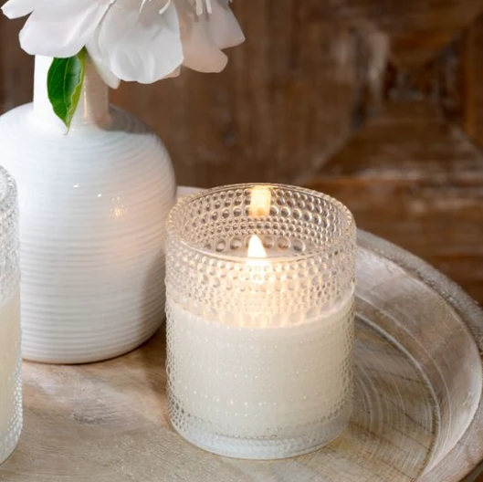Prestigious Beaded Glass LED Wax 4-inch Candle Traditional