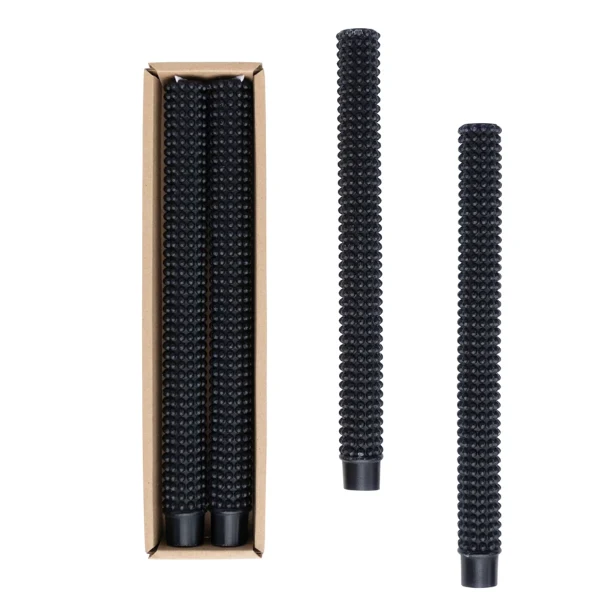 Smooth Unscented Hobnail 10-inch Taper Candles Black Set of 2 Functional