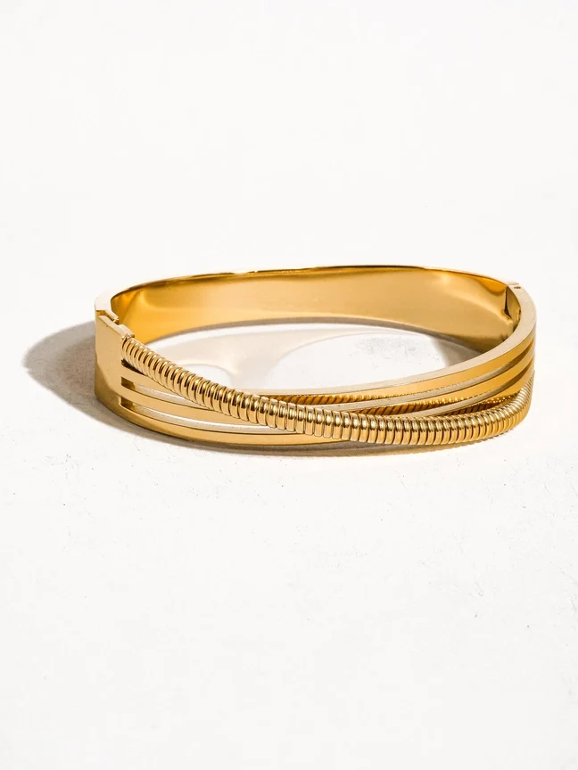 Efficient Yuna 18K Gold Non-Tarnish Chain Bangle Bracelet Practical