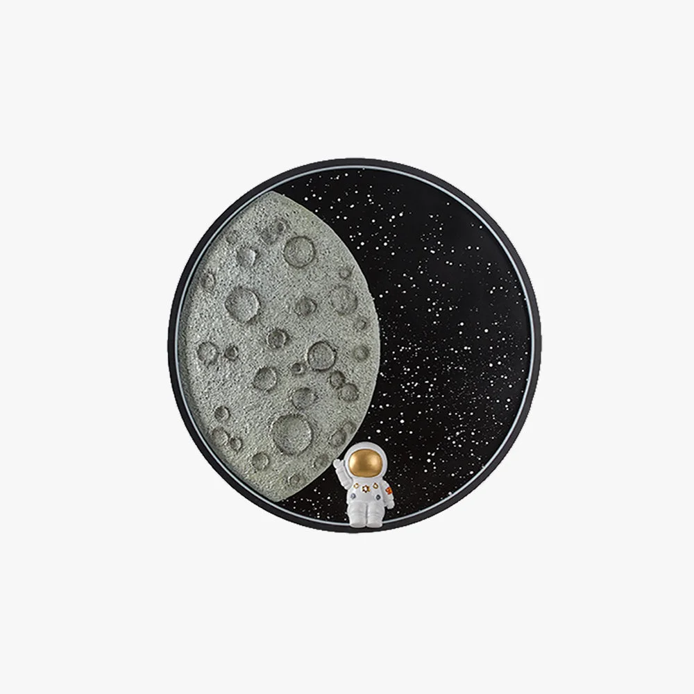 Minimalist Elif Wandleuchte Astronaut Moon Schwarz ∅35 50CM Fine