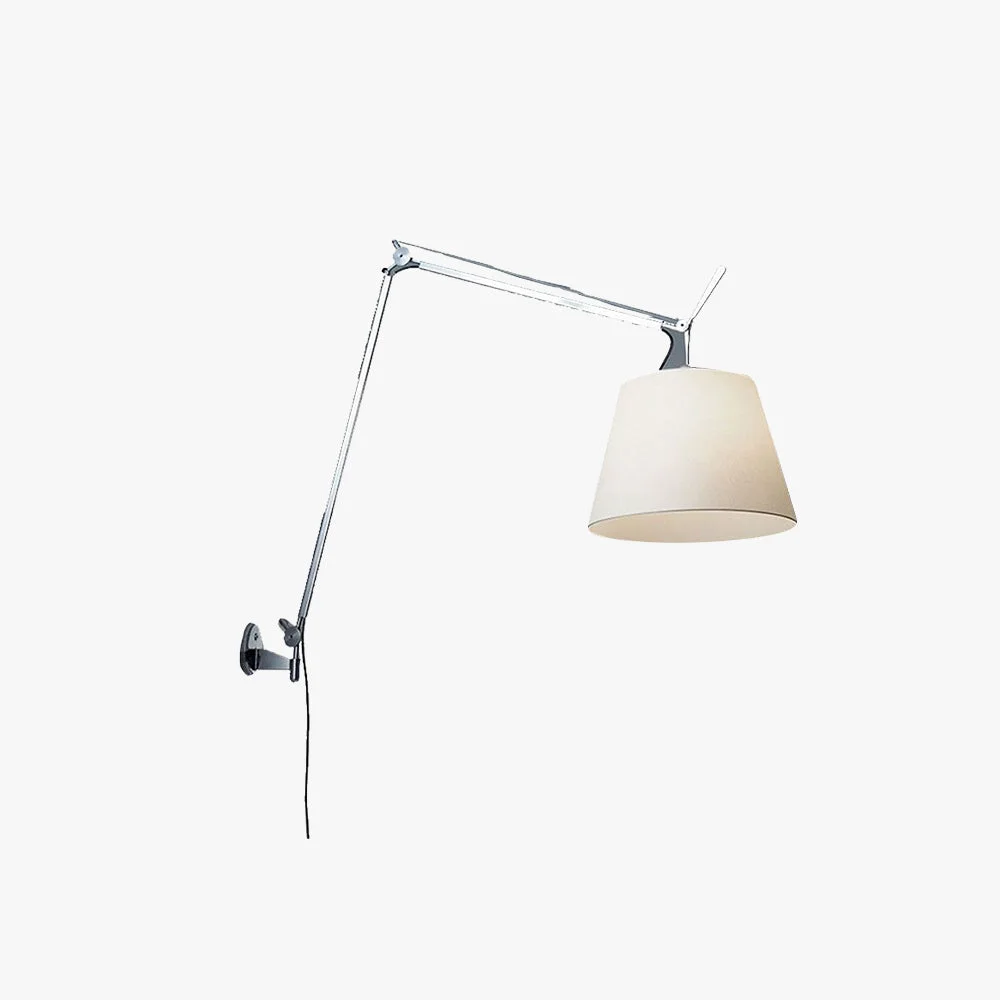 Classic Brady Silberne Verstellbare Wandleuchte Metall Textil Smart