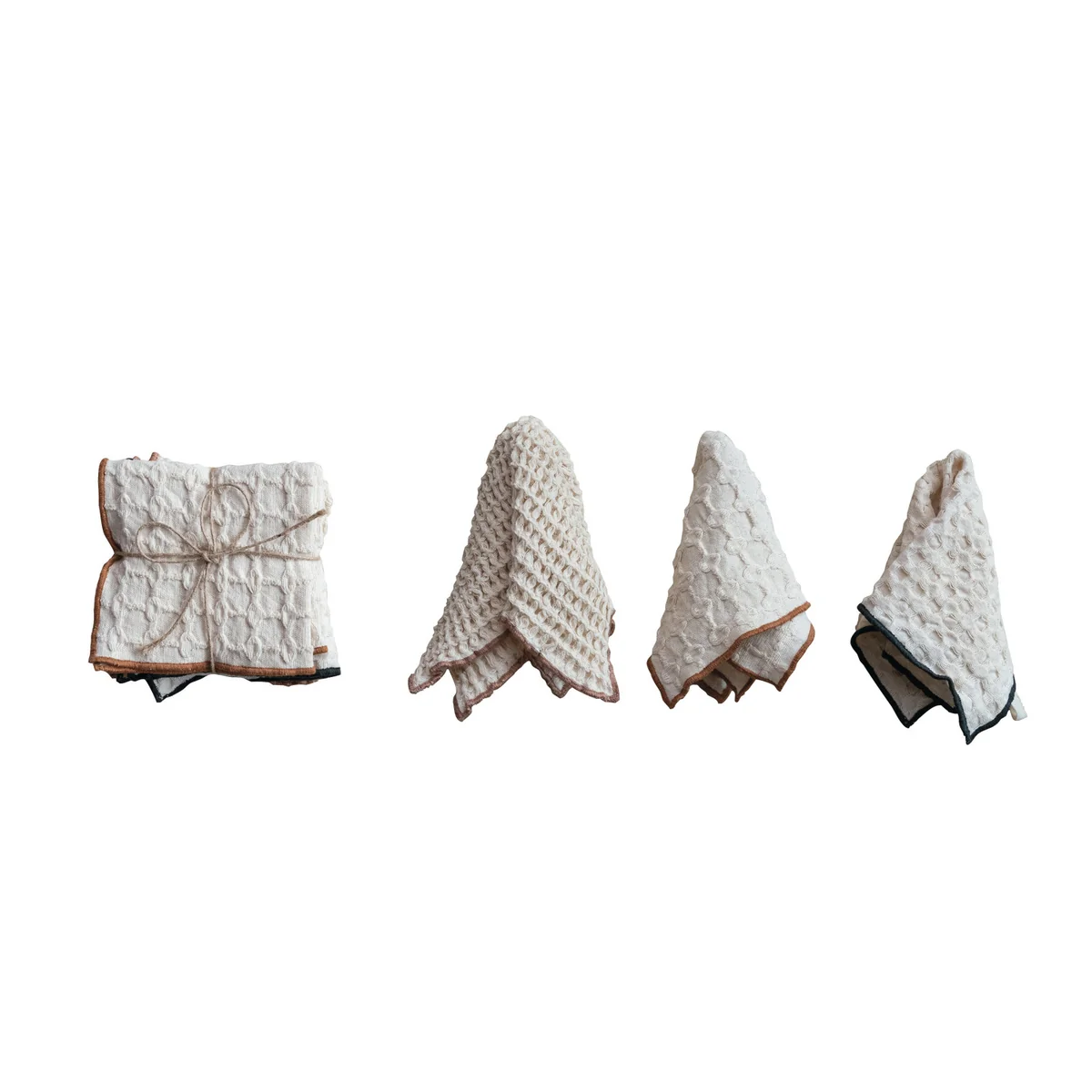 High-Performance Square Cotton Waffle Weave Dish Cloths w Colored Edge Set of 3 Reliable