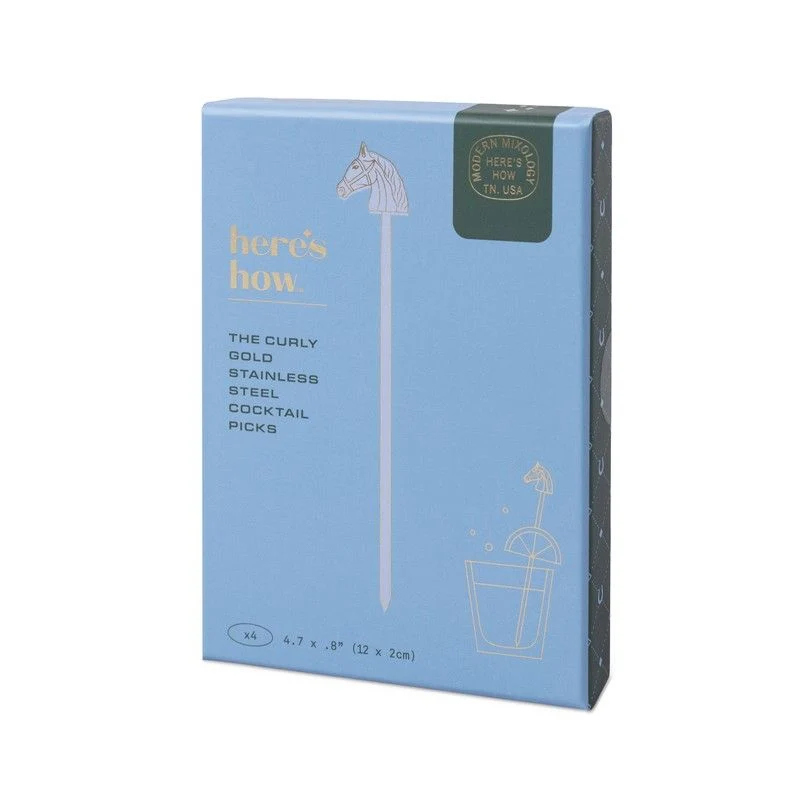 Luxury The Curly Equestrian Cocktail Picks Set of 4 Artisan