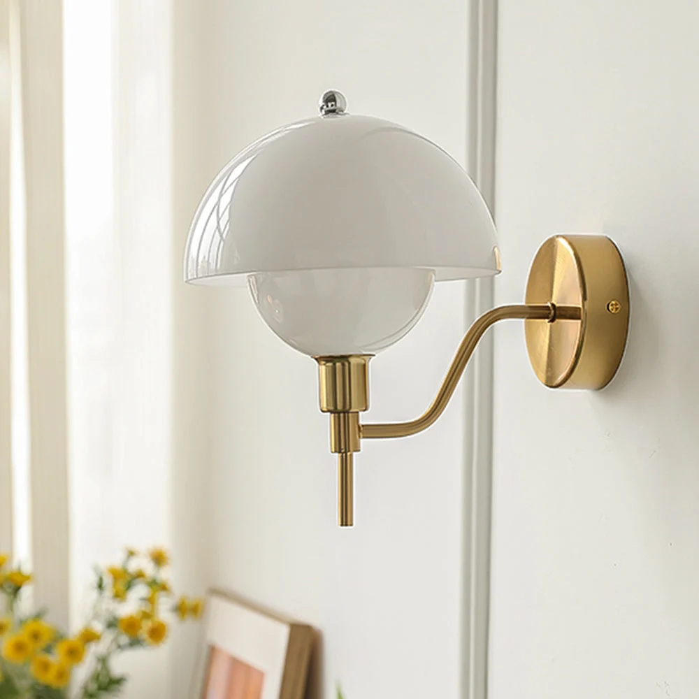 Soft French Mushroom Glass Wall Lamp Minimalist