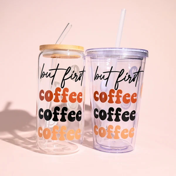 Detailed But First Coffee Plastic or Glass Tumbler Original